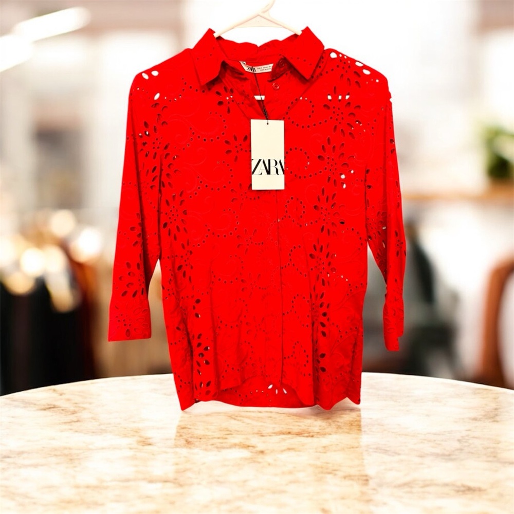 Zara Scarlet Eyelet Top